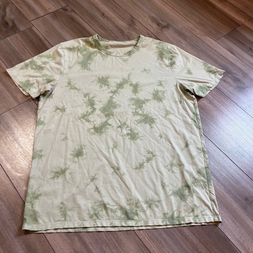 Lululemon Mens Fundamental T-Shirt Green Tie Dye Short Sleeve Bin J-29‎